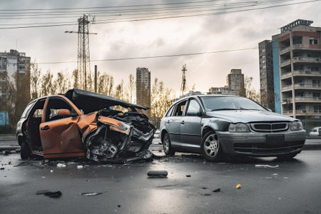 car accident in big city, ai generativeの素材