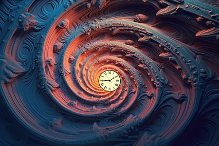 Swirled surreal clock, time and space conceptの素材