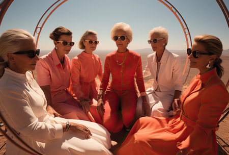 group of women in pink clothesの素材
