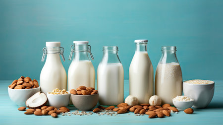 organic lactose-free milk, selection of tastesの写真素材