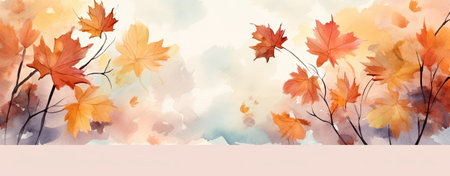 Abstract watercolor fall background, web bannerの素材