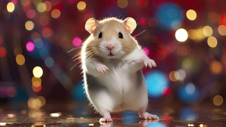 Disco hamster at Christmas or new year partyの素材