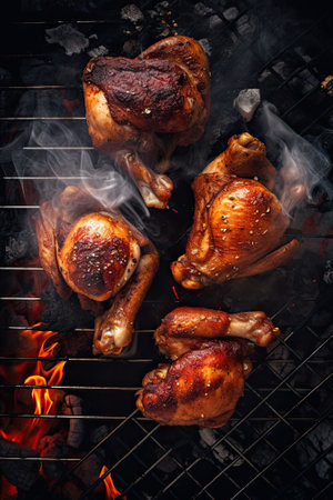 fried hot chicken wings and legs Kentucky style fast foodの素材