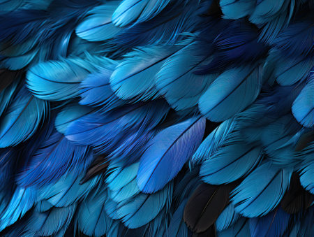 blue and black feathers textured backgroundの素材