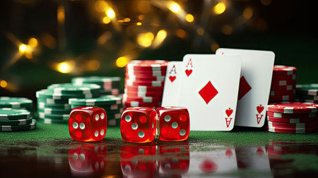 online casino, cards with chipsの素材