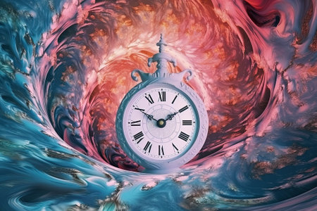 Swirled surreal clock, time and space conceptの素材