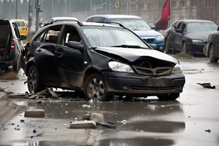 car accident in big city,の素材