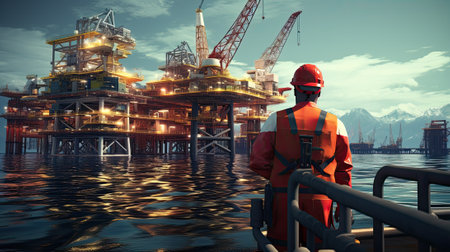 offshore gas and wellshead remote platform,の素材