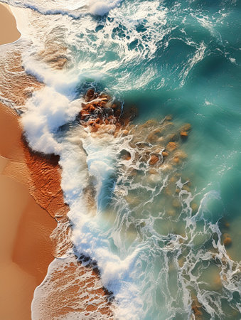Sea waves crushing on sandの素材