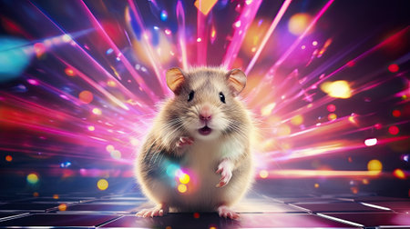 Disco hamster at Christmas or new year partyの素材