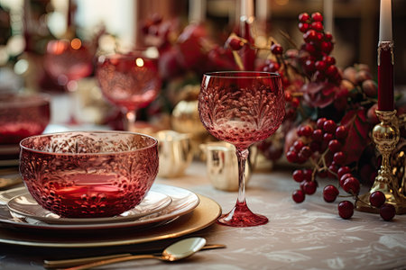 Christmas table settings, decorations for supperの素材