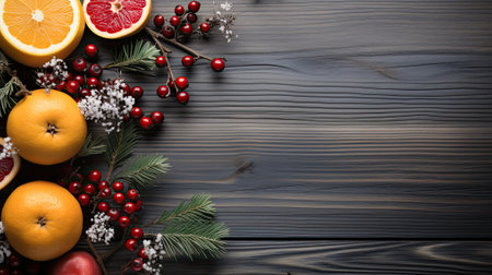 Christmas food border, Christmas garland with aaplesの素材