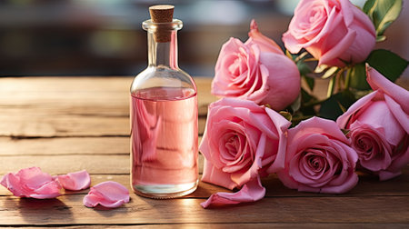 bottle with rose essense, beauty spa careの素材