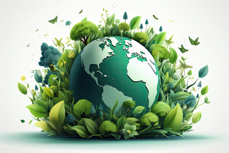 save the green planet concept with green Earth globe, Earth Day.の素材