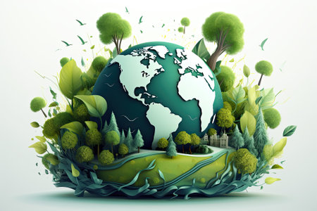 save the green planet concept with green Earth globe, Earth Day.の素材