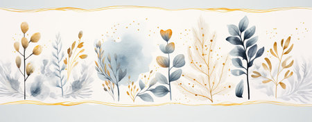 winter watercolor background, web banner formatの素材