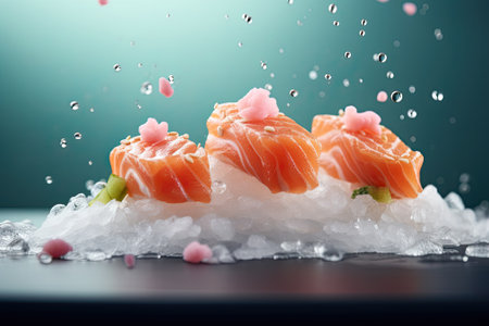 stack of sushi sashimi rollsの素材