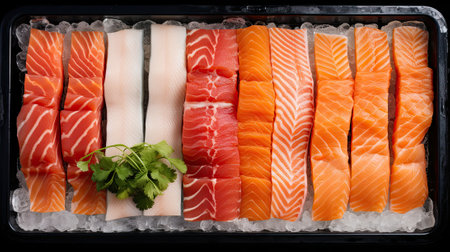 chilled steaks of red fish in vacuum packageの素材