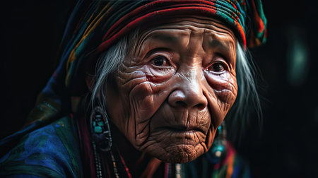 elderly chinese woman, close up portraitの素材