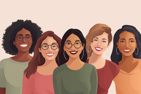 illustration of diverse women togetherの素材