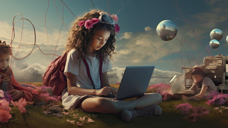 digital natives generation, young people with digital gudgetsの素材