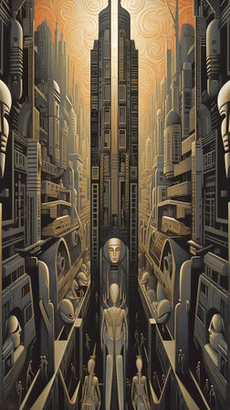 metropolis, cyberpunk futuristic city backgroundの素材