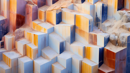 walls of sylvinite salt quarry, natural multicolored backgroundの素材
