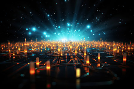 Technology and science abstract background with particlesの素材