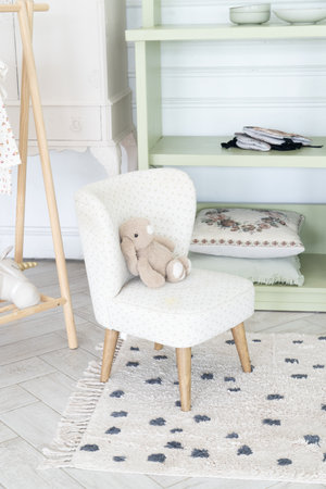 Interior of childrens room in neutral pastel colorsの写真素材