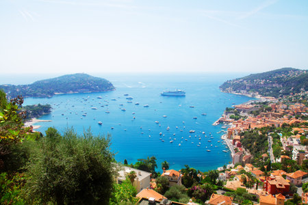 landscape of coast and turquiose sea water of cote dAzur, Riviera, France, web bannerの写真素材