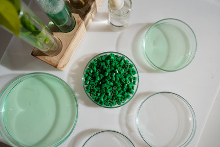 Reusable plastics for 3d printing concept in laboratory research, ecology, green technologyの写真素材