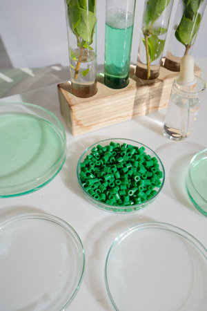Reusable plastics for 3d printing concept in laboratory research, ecology, green technologyの写真素材