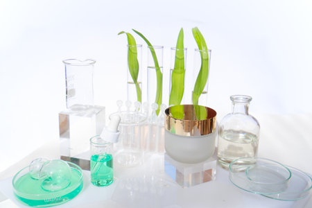 Laboratory tested face cream in white glass container,