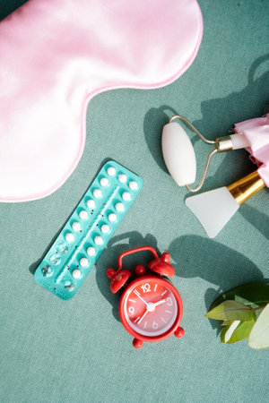 21-day oral contraceptive pills, birth control and pregnancy planning conceptの写真素材