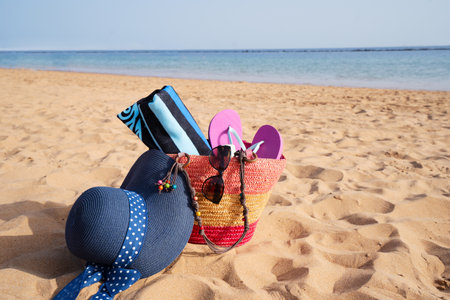 Summer beach background with copy space, vacations conceptの写真素材