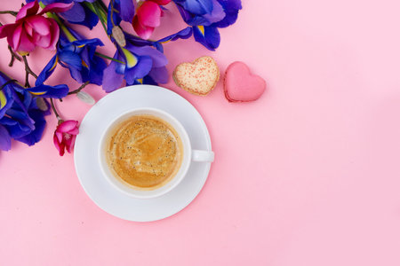 Mothers day background with cup of coffeeの写真素材