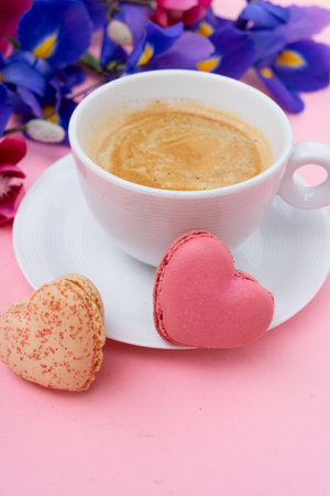 Mothers day background with cup of coffee close upの写真素材