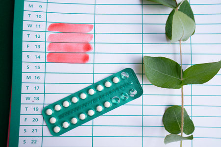 21-day oral contraceptive pills, birth control and pregnancy planning conceptの写真素材