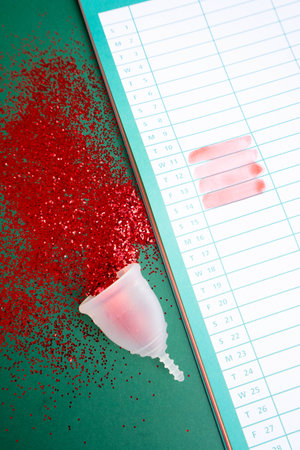 Menstrual cup with schedule sheet, eco friendly and zero waste solutionの写真素材