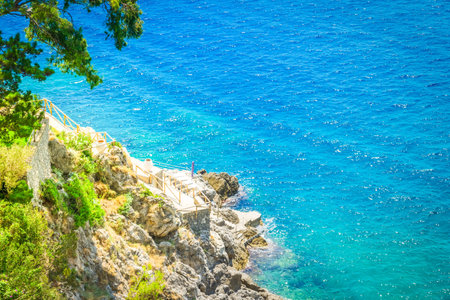 Tyrrhenian Sea coast aerial view , Amalfitana coast of Italyの写真素材