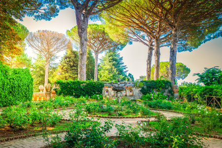 Fountain in the park of Ravello village, Amalfi coast of Italyの写真素材
