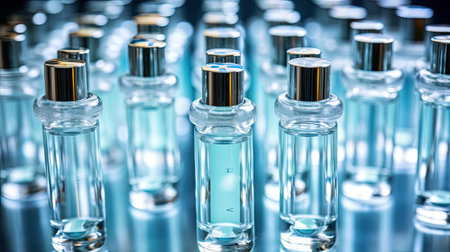 glass vials for liquid test samples, laboratory and science conceptの素材