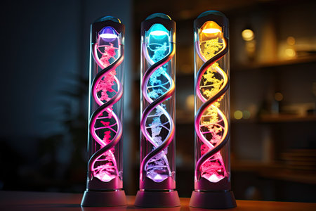 futuristic background with dna spiral, gene therapy conceptの素材