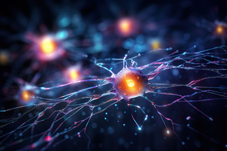 Neural networks. Nanotechnology in the study of the human brain, artificial intelligence conceptの素材