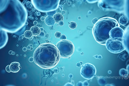 Embryonic stem cell, abstract medical illustration, Repairing damaged cells by reducing inflammation and modulating the immune system. Stem cell therapyの素材