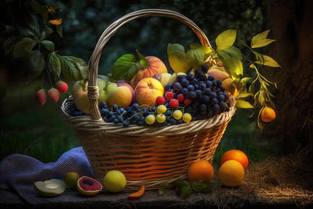 basket with mix of fruitsの素材