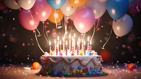 Happy birthday delisious cake, ai based illustrationの素材
