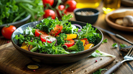 bowl of vegetable salad, vegan food conceptの素材