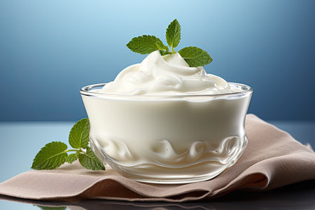 fresh yogurt in a minimalist style, healthy snack for breakfast.の素材