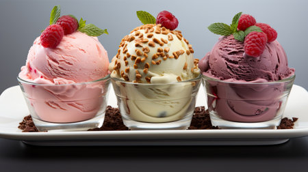 ice cream balls in many different colors, lush colors.の素材